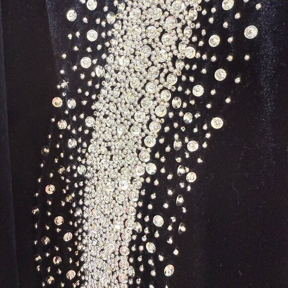 Velvet Formal Gown Dress Sequin Beaded Blue Special Occasion Cheongsam Small - Picture 7 of 9